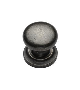 Rustic Pewter Round Cabinet Knob on Rose