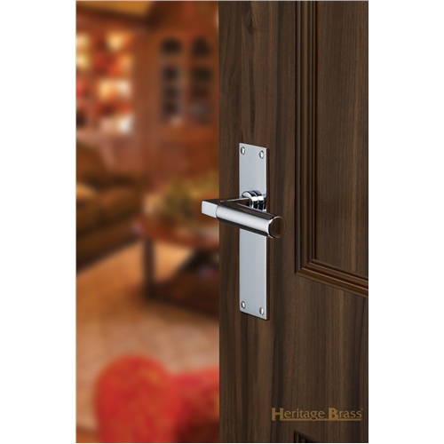 Bauhaus Door Handle on Plate in Matt Bronze