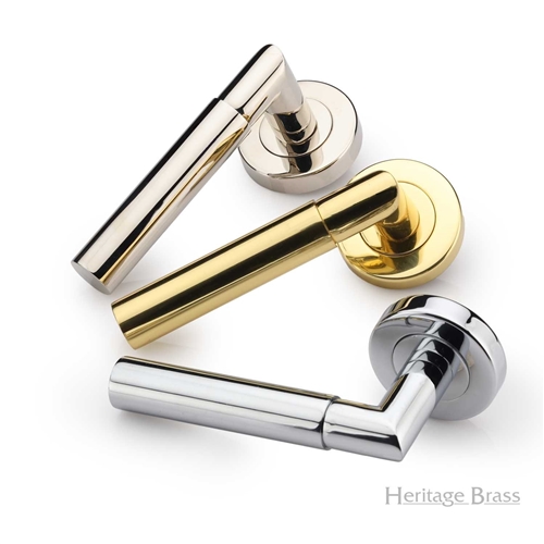 Bauhaus Door Handle on Round Rose in Matt Black