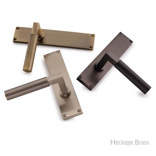 Bauhaus Knurled Door Handle on Plate in Polished Chrome