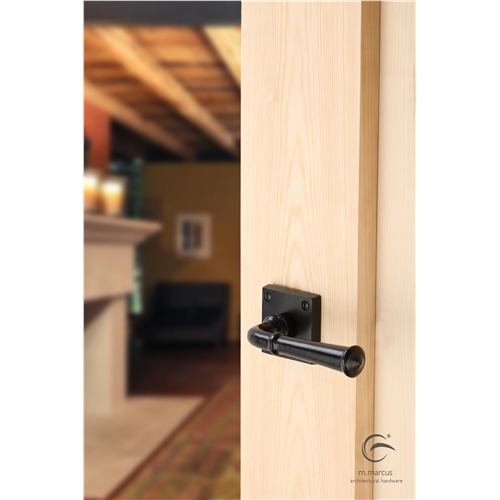 Black Iron Claverley Door Handle on Square  Rose in Matt   Black