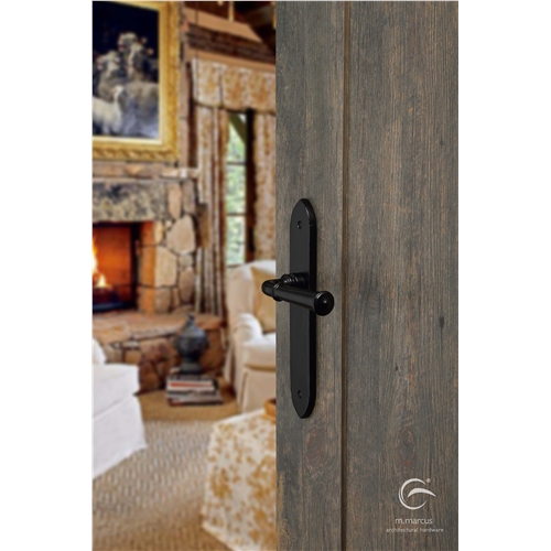 Black Iron Hadley Door Handle on Plate in Matt   Black