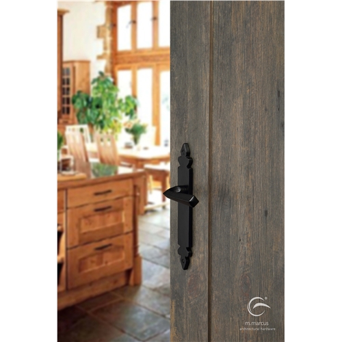 Black Iron Ironbridge Door Handle on Plate in Matt   Black