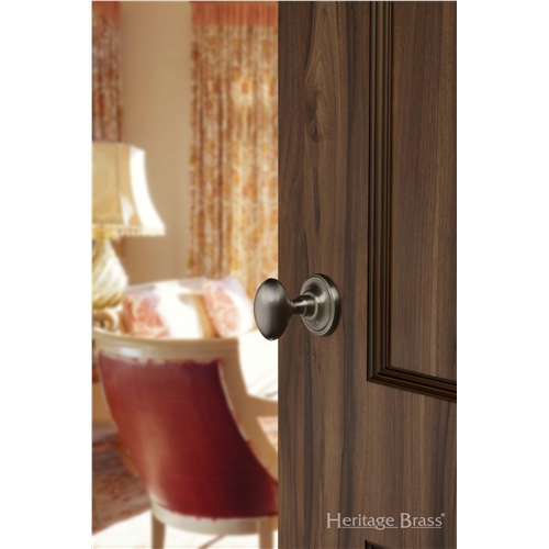 Chelsea Door Knob on Rose in Satin Brass