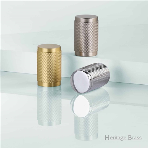 Cylindric Knurled Cabinet Knob in Polished Chrome