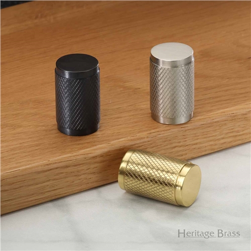 Cylindric Knurled Cabinet Knob in Polished Chrome