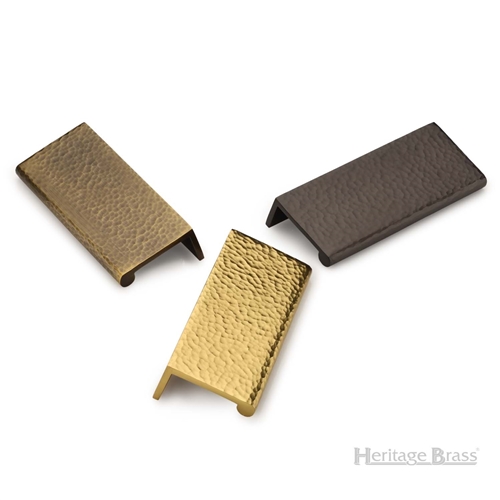Edge Pull Cabinet Handle Hammered Design - 40mm Width in Polished Chrome