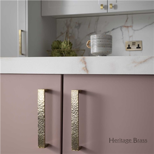 Hammered Wide Metro Cabinet Pull Handle in Polished Chrome