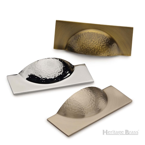Hampshire Drawer Cup Pull Hammered Design in Matt Bronze