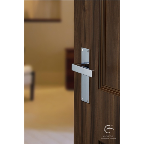 Metro Door Handle on Plate in Satin Brass
