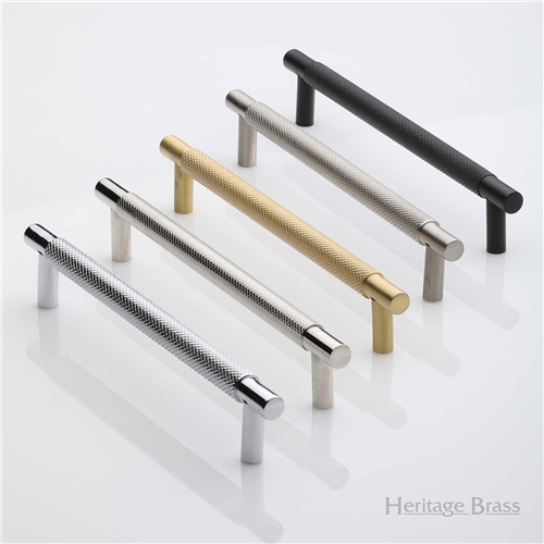 Partial Knurled Cabinet Pull Handle in Matt Bronze