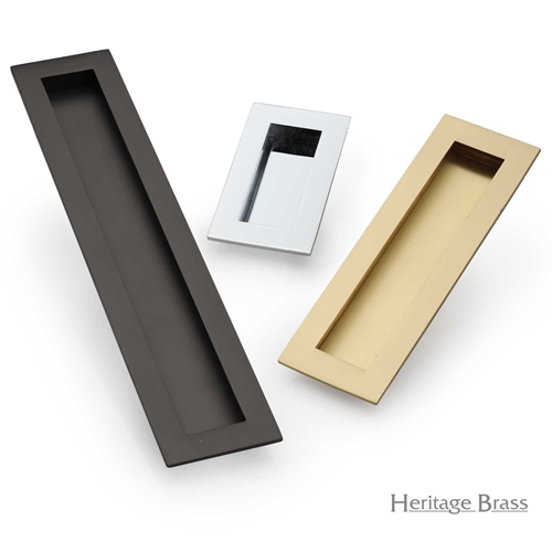 Rectangular Flush Pull - C1855 in Satin Chrome