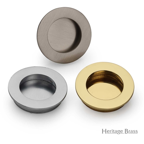 Round Flush Pull in Satin Nickel