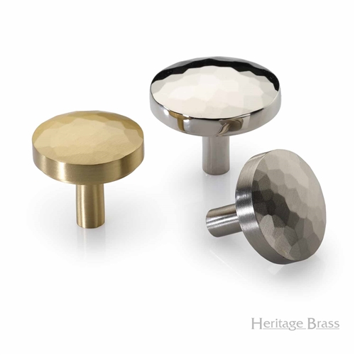 Round Hammered Cabinet Knob in Polished Nickel Finish