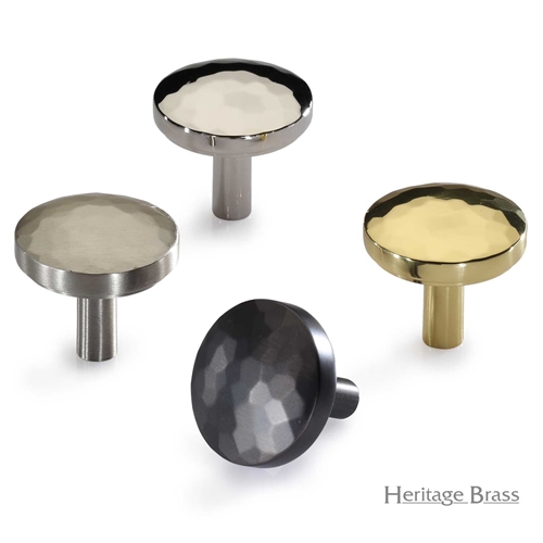 Round Hammered Cabinet Knob in Polished Nickel Finish
