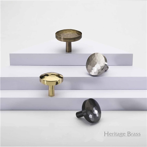 Round Hammered Cabinet Knob in Polished Nickel Finish