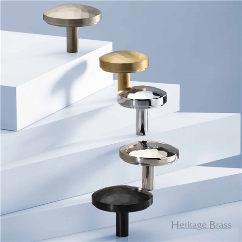 Round Hammered Cabinet Knob in Polished Nickel Finish