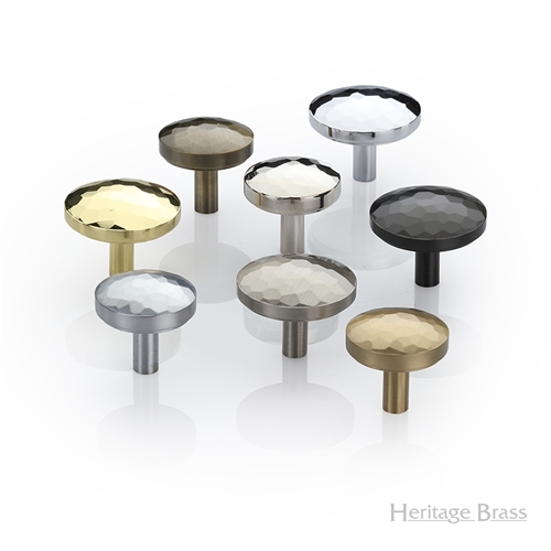 Round Hammered Cabinet Knob in Polished Nickel Finish