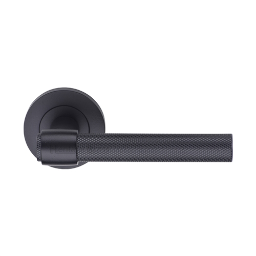 Heritage Brass Knurled Fountain Lever on Rose in Matt Black