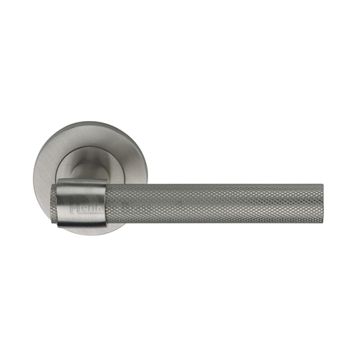 Heritage Brass Knurled Fountain Lever on Rose in Satin Nickel