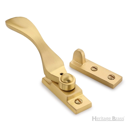 Casement Window Fastener Wedge Pattern in Satin Brass