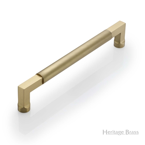 Bauhaus Knurled Door Pull Handle in Satin Brass