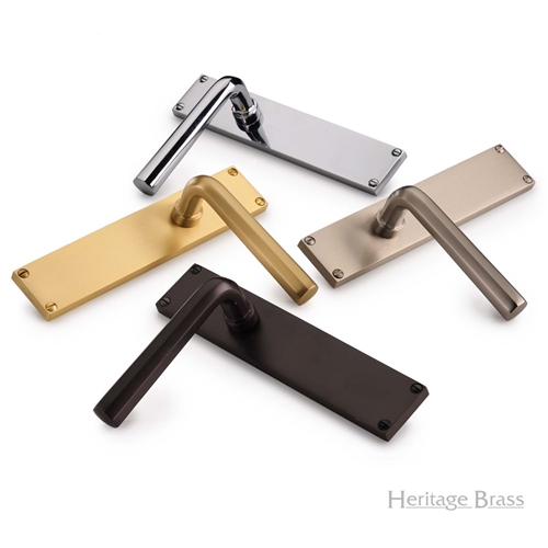 Octave Door Handle on 200mm Plate in Polished Brass