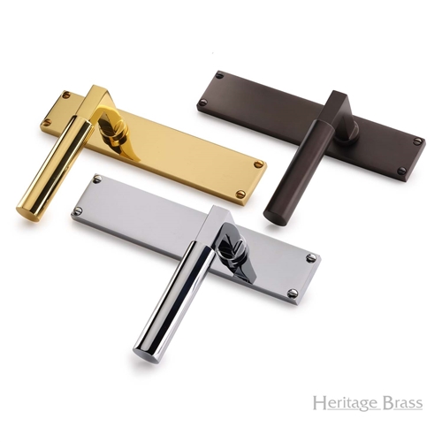 Bauhaus Door Handle on 200mm Plate in Antique Brass