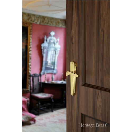 Waldorf Door Handle on Plate in Polished Chrome