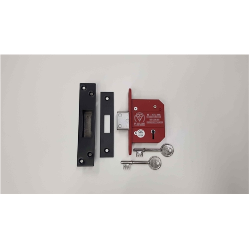 CE York British Standard 5 Lever Deadlock 2 1/2"  in Matt  Black