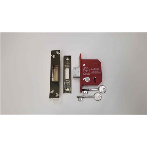 CE York British Standard 5 Lever Deadlock 2 1/2"  in Polished Brass