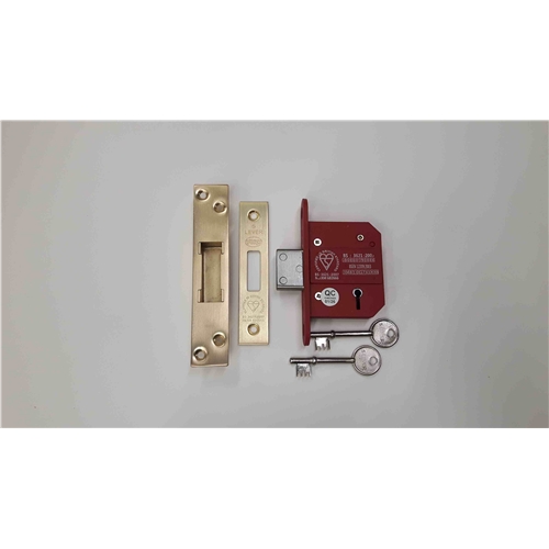 CE York British Standard 5 Lever Deadlock 2 1/2"  in Satin Brass
