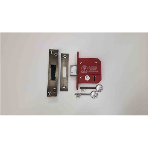 CE York British Standard 5 Lever Deadlock 3" in Antique Brass