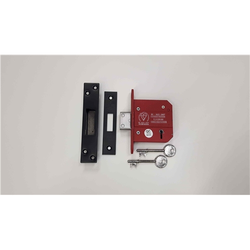 CE York British Standard 5 Lever Deadlock 3" in Matt  Black