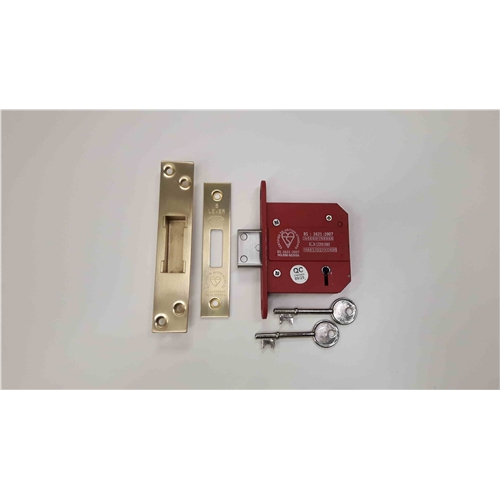 CE York British Standard 5 Lever Deadlock 3" in Satin Brass