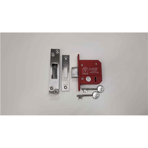 CE York British Standard 5 Lever Deadlock 3" in Satin Chrome / Nickel Finish