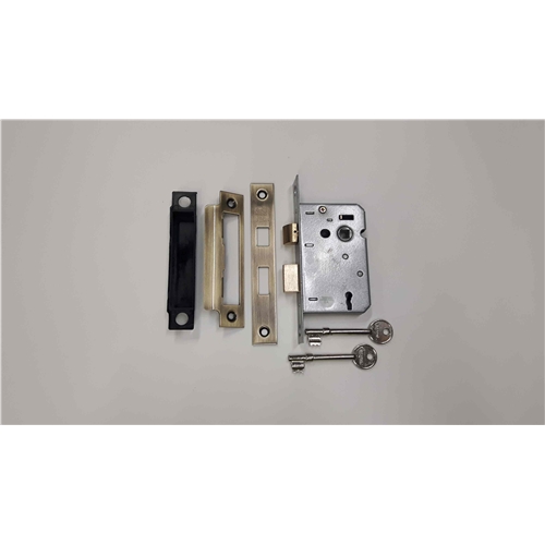York 3 Lever Sash Lock 2 1/2" in Antique Brass