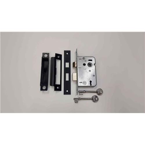 York 3 Lever Sash Lock 2 1/2" in Matt  Black