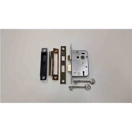 York 3 Lever Sash Lock 2 1/2" in Polished Brass