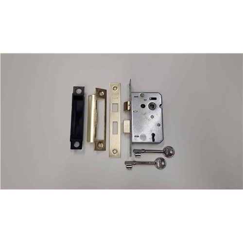 York 3 Lever Sash Lock 2 1/2" in Satin Brass