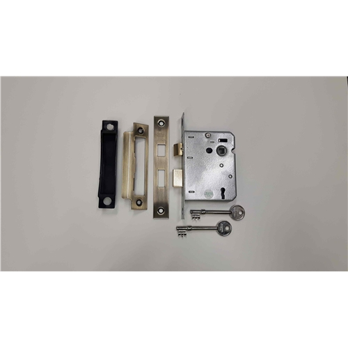 York 3 Lever Sash Lock 3" in Antique Brass