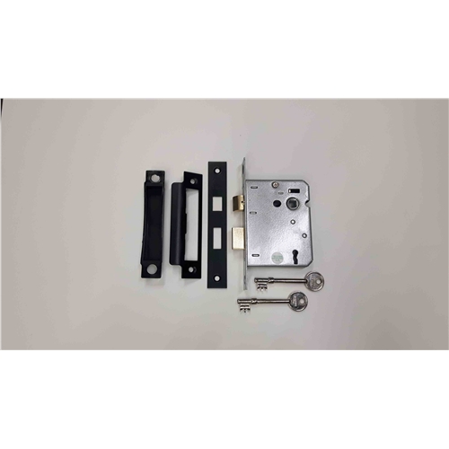 York 3 Lever Sash Lock 3" in Matt  Black