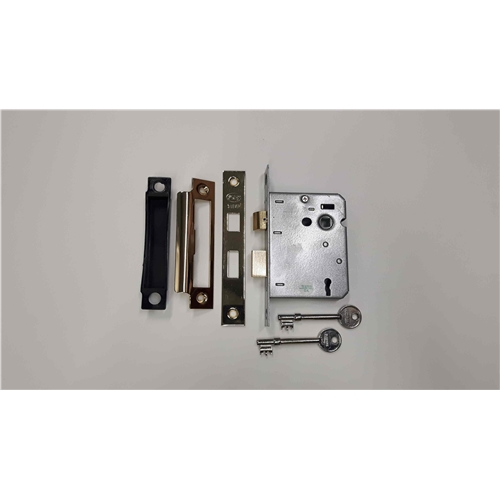 York 3 Lever Sash Lock 3" in Polished Brass