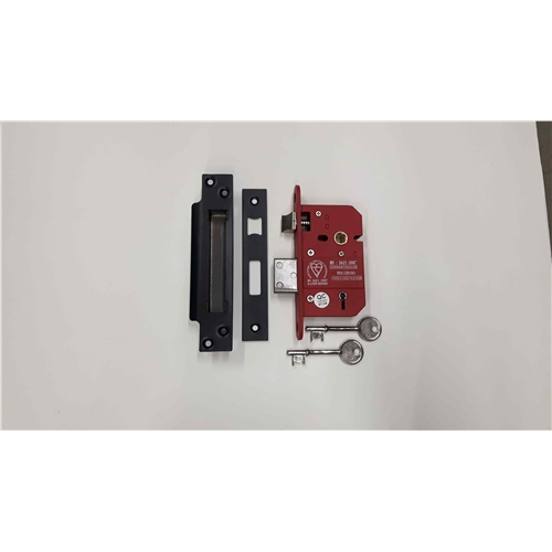 CE York British Standard 5 Lever Sashlock 2 1/2" in Matt  Black
