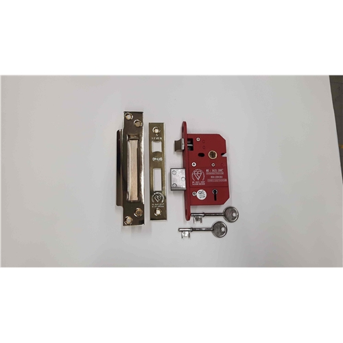 CE York British Standard 5 Lever Sashlock 2 1/2" in Polished Brass