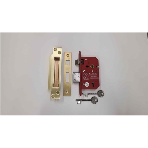 CE York British Standard 5 Lever Sashlock 2 1/2" in Satin Brass