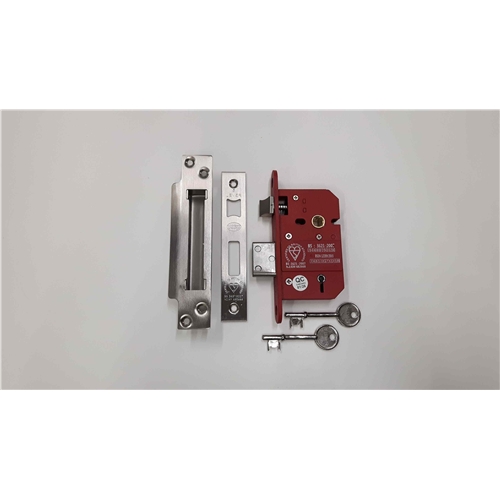 CE York British Standard 5 Lever Sashlock 2 1/2" in Satin Chrome / Nickel Finish
