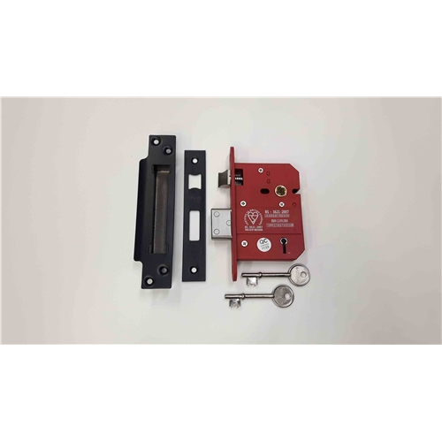 CE York British Standard 5 Lever Sashlock 3"  in Matt  Black