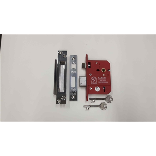 CE York British Standard 5 Lever Sashlock 3"  in Polished Chrome / Polished Nickel