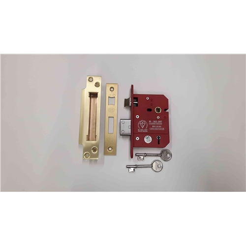 CE York British Standard 5 Lever Sashlock 3"  in Satin Brass